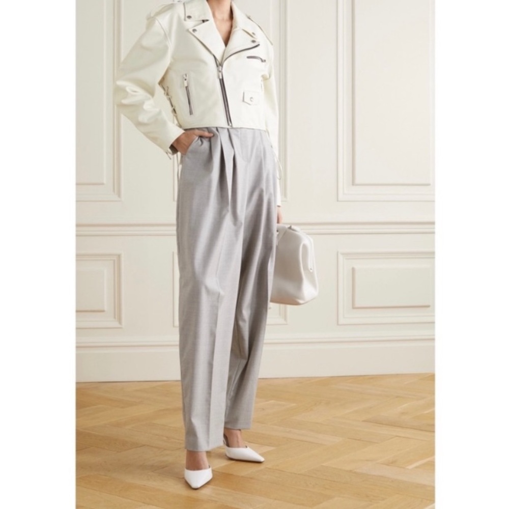 Magda Butrym Light Gray High-Waist Pleated Trousers